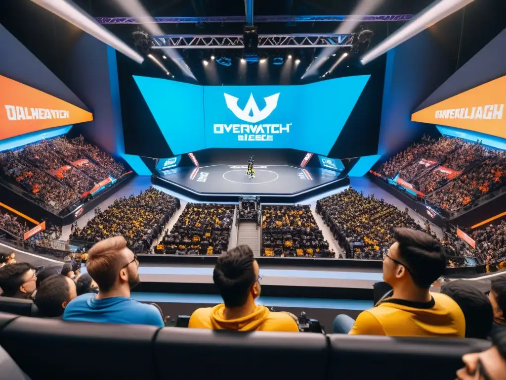 Torneos eSports emocionantes: Duelo intenso entre equipos de la Overwatch League en estadio lleno