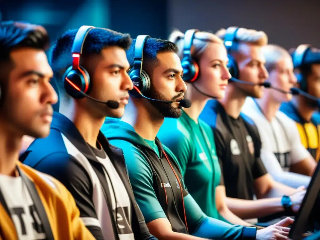 Unidos en la diversidad cultural, jugadores de esports concentrados durante un torneo competitivo