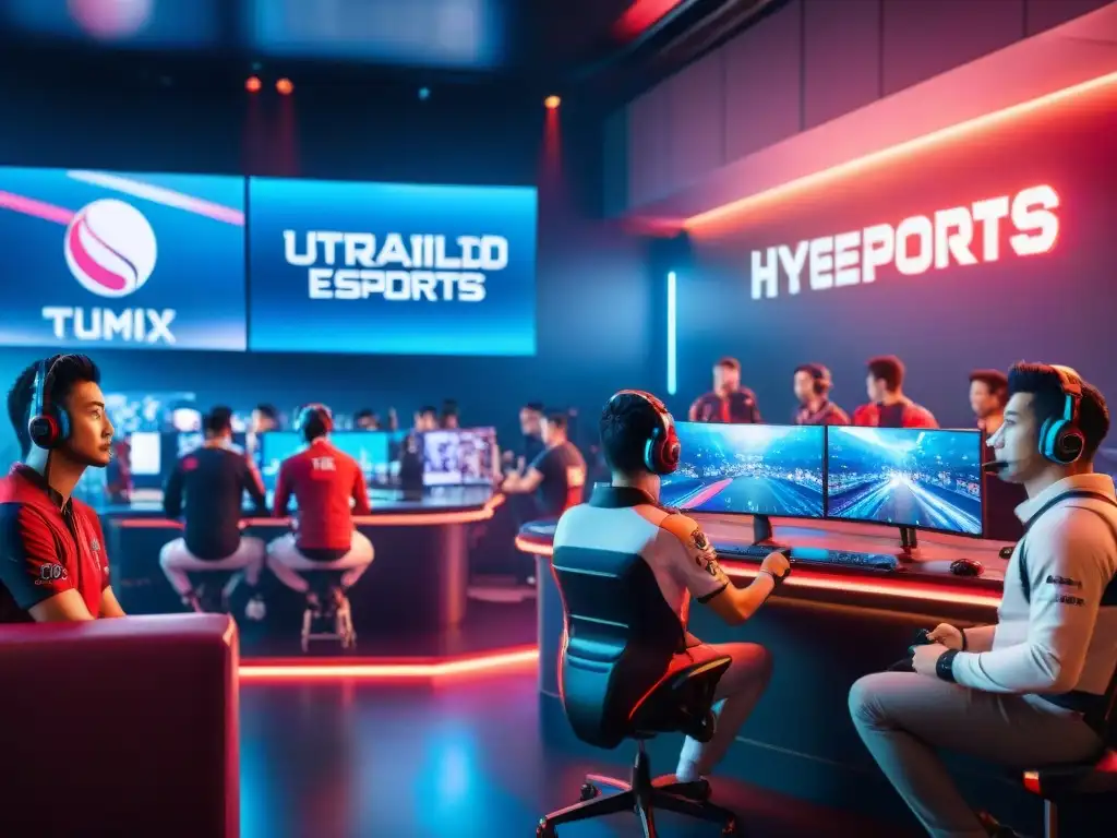 Vibrante bar de eSports en Tokyo, lleno de fans y tecnología de vanguardia, uno de los mejores bares cafés eSports mundo