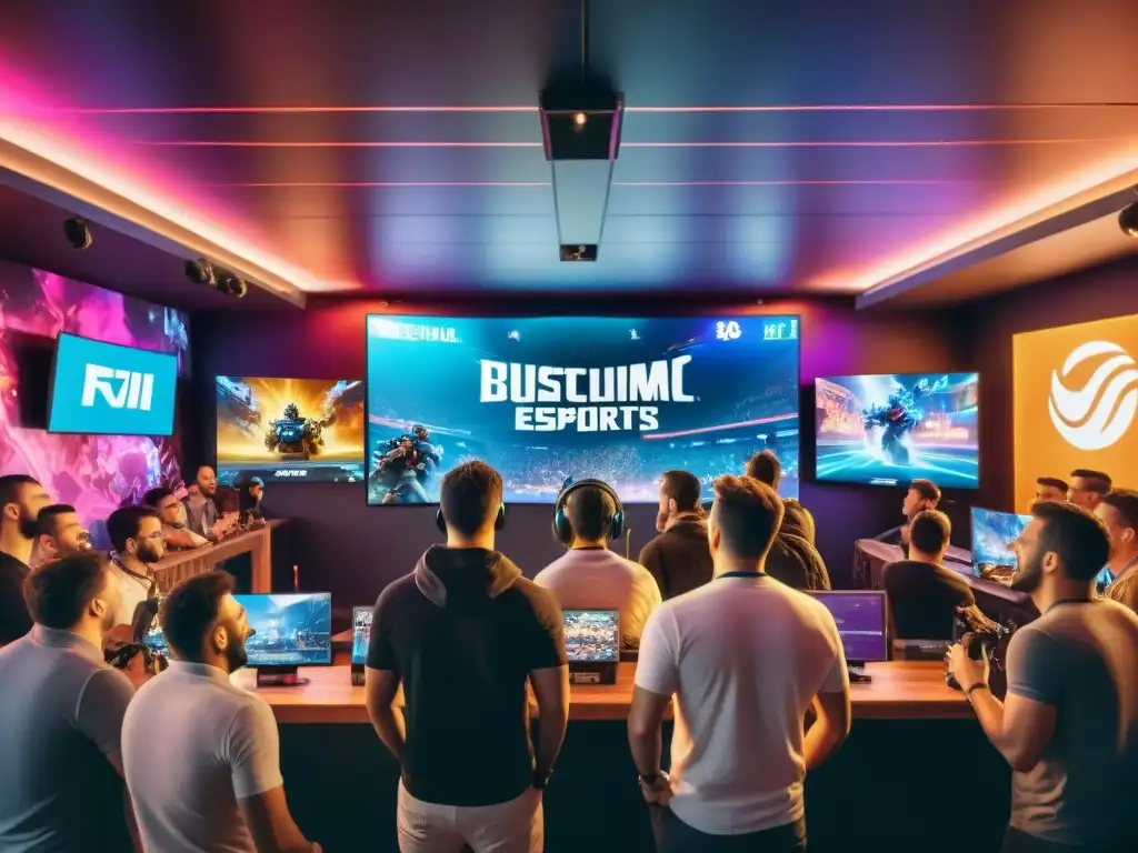 Vibrante bar de eSports en América del Sur, lleno de emoción y energía con jóvenes gamers apasionados