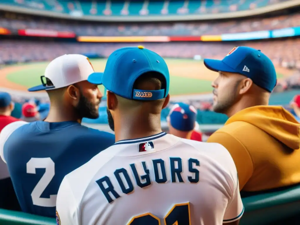 Vibrante escena de aficionados con sombreros deportivos, mostrando pasión por el equipo en un estadio lleno de emoción