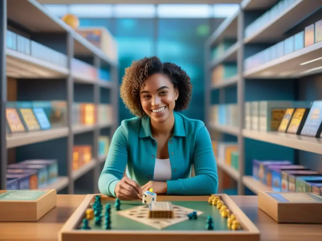 Vibrante escena de estudiantes disfrutando juegos de mesa en un ambiente educativo