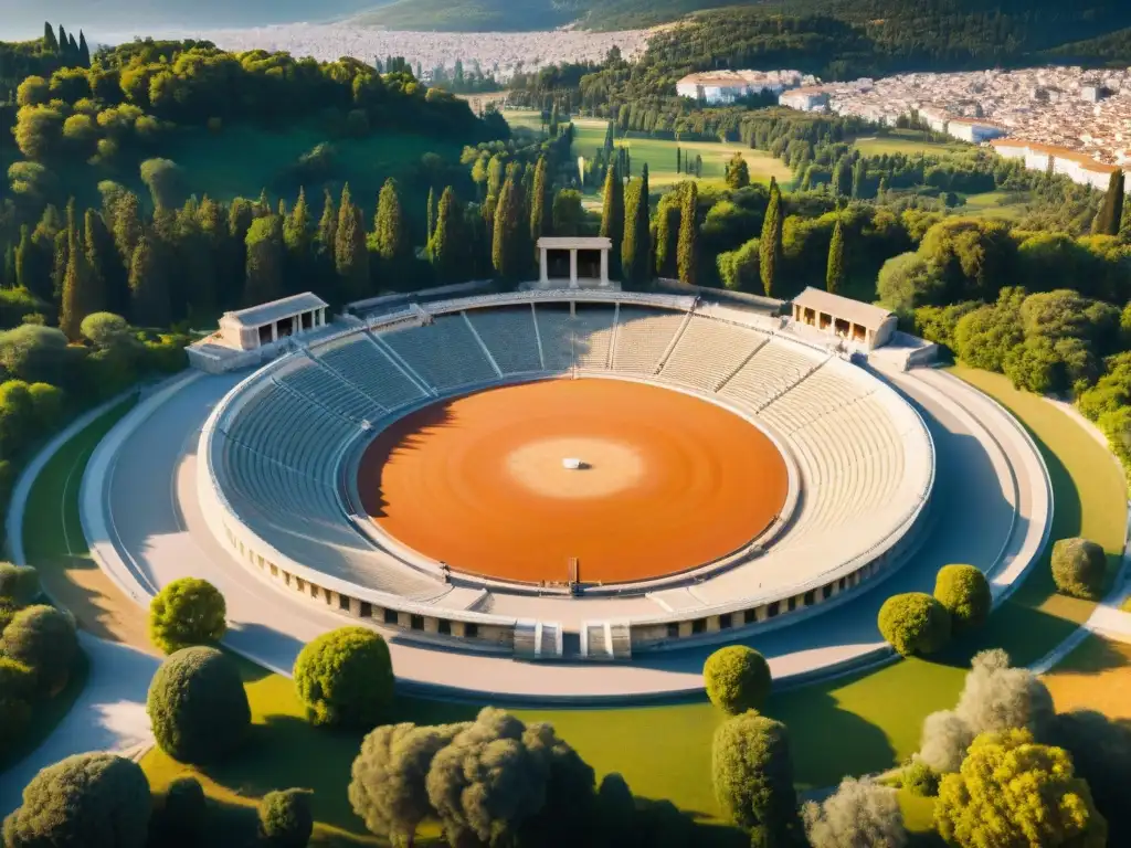 Vibrante escena de proezas atletas olímpicos Grecia en el antiguo Estadio Olímpico de Olimpia