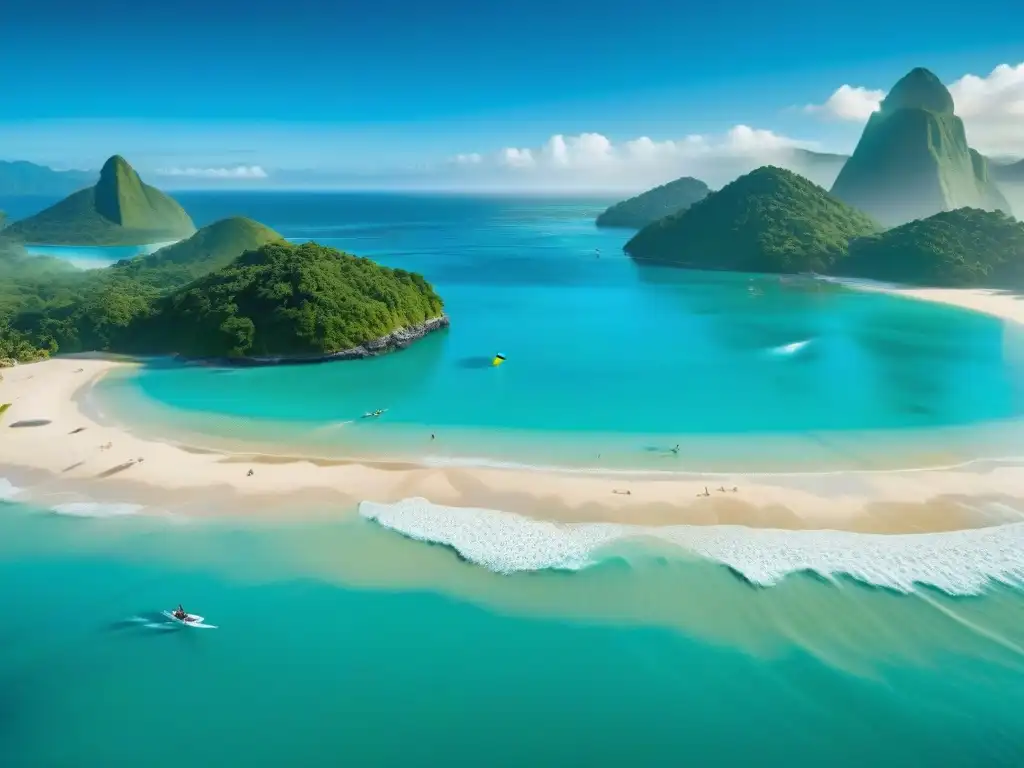 Un vibrante escenario playero en América Latina con deportes náuticos y diversidad cultural