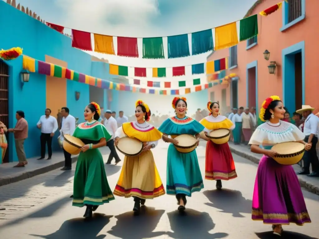 Vibrante festival mexicano con juegos tradicionales en Latinoamérica, música de mariachi y bailes folclóricos coloridos