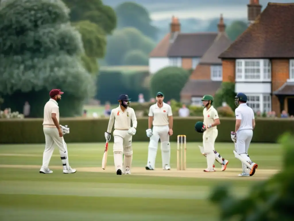 Un vibrante juego de cricket en una aldea inglesa: diversidad, tradición y concentración en la historia del cricket en Inglaterra