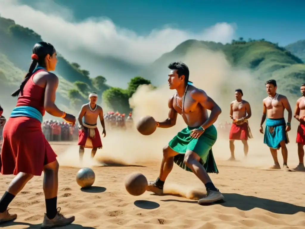 Un vibrante juego de pelota tradicional Purepecha, destacando la riqueza cultural e historia de los deportes autóctonos