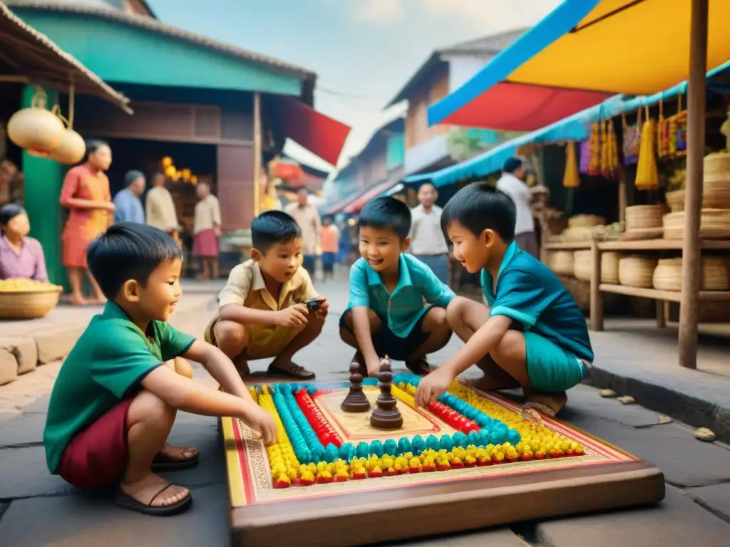 Un vibrante juego tradicional del Sudeste Asiático se fusiona con la modernidad en un bullicioso mercado callejero