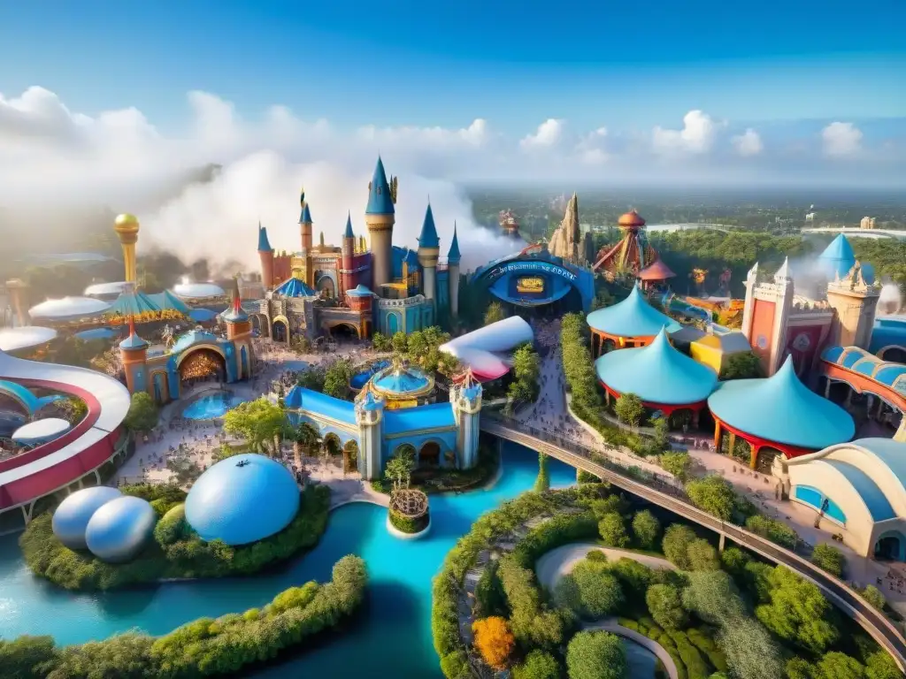 Universal Studios Orlando: Vista Aérea Detallada Una vista aérea detallada de Universal Studios en Orlando, muestra el impacto de parques de atracciones en el diseño urbano