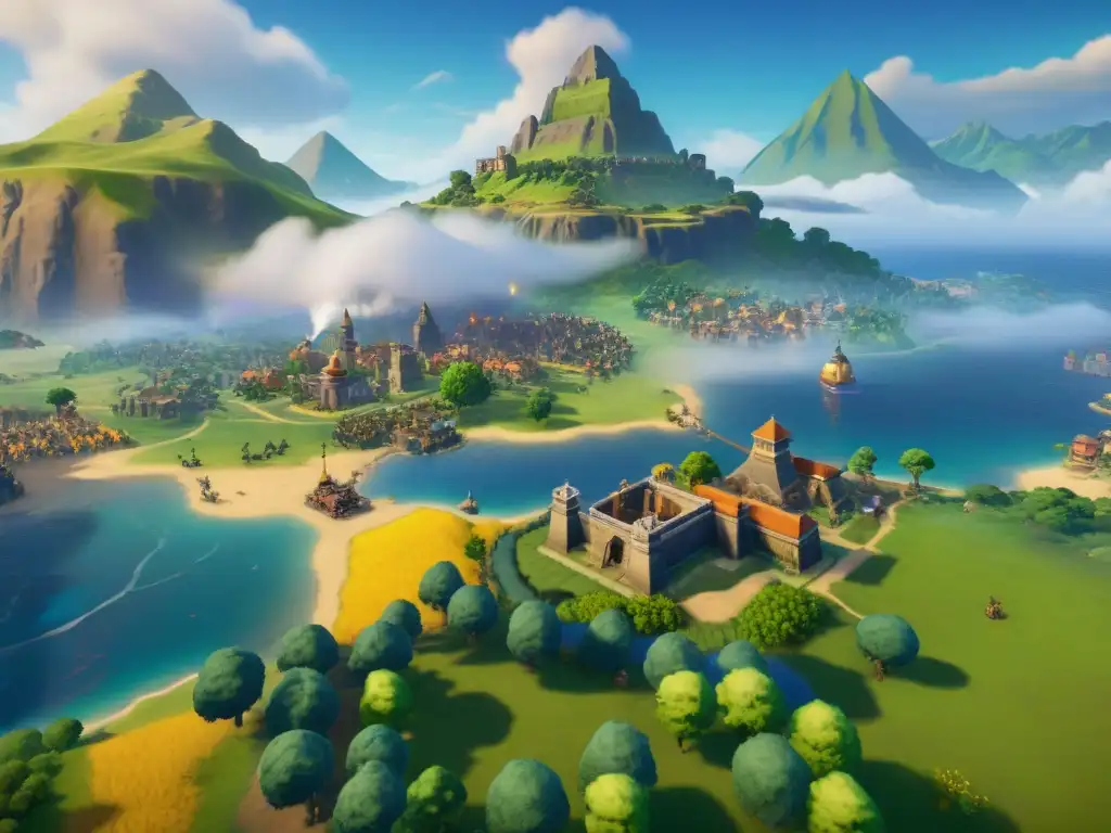 Vista panorámica de una próspera ciudad en Civilization VI, mostrando infraestructura avanzada y actividades diversas